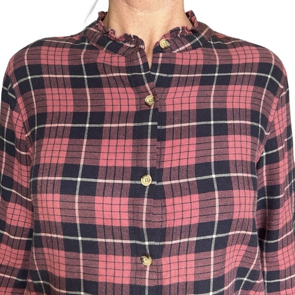 Rails Andie Button Down Shirt In Rose Indigo‎ Plaid Ruffle Collar Casual XS - Picture 9 of 17